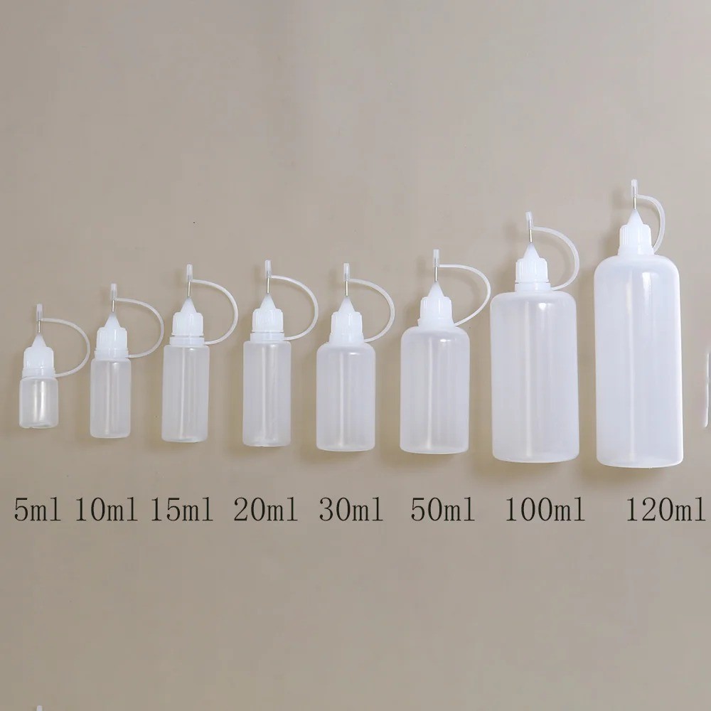 Plastic Squeeze Bottle – Needle Tip Applicator for Glue – 15ml 30ml 120ml