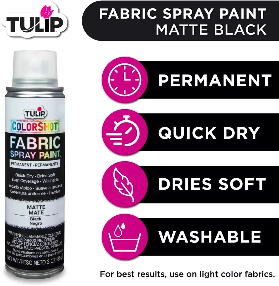 Tulip ColorShot Instant Fabric Color 3oz dyeing desing Spray Paint Black