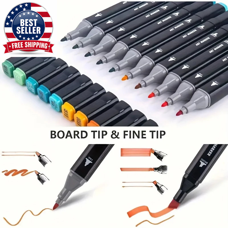 Professional Permanent Sketch Markers – Colored Dual-Head Set for Art Illustrati