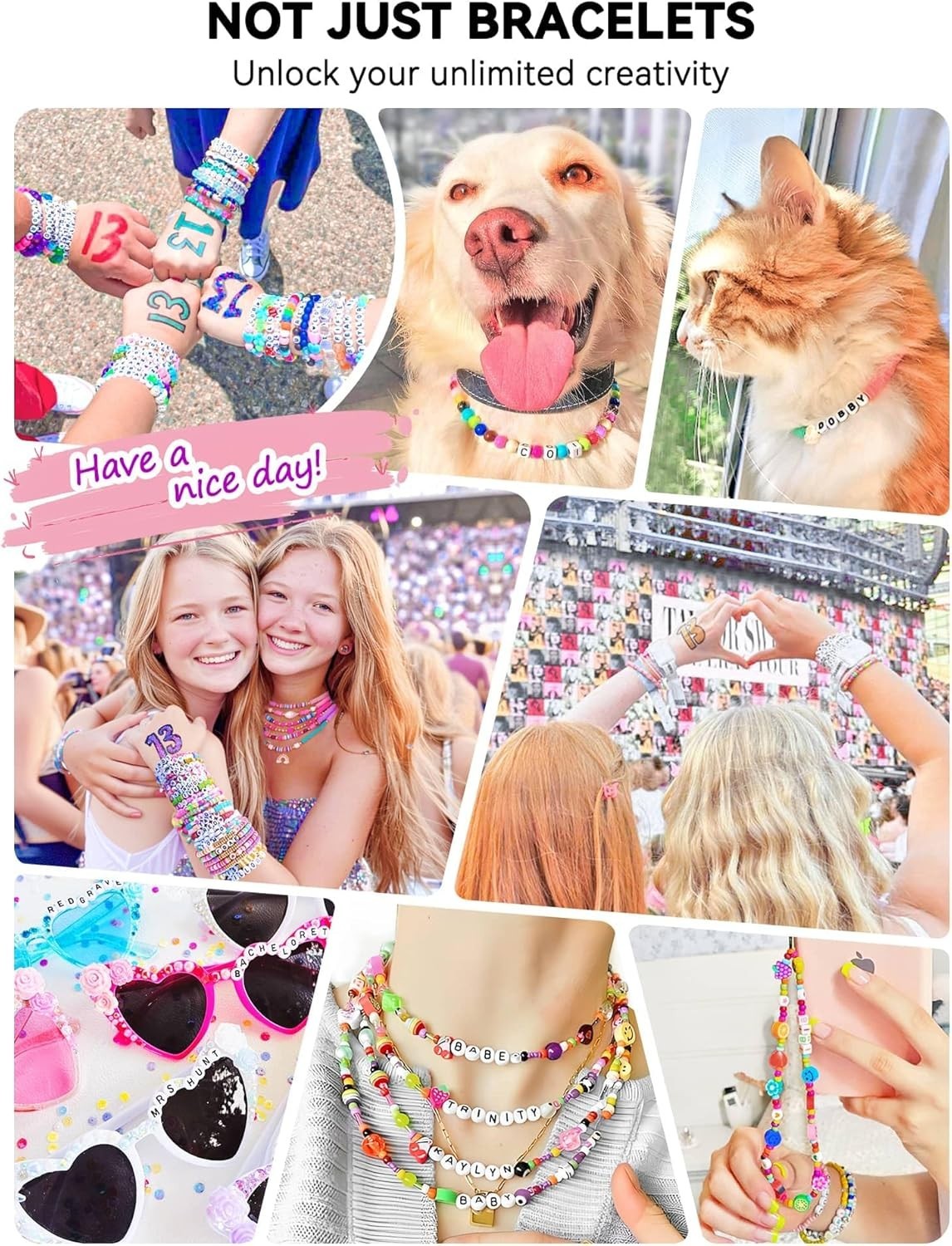 Friendship Bracelet Kit with 1400 Alphabet Beads & Storage Case – All Ages