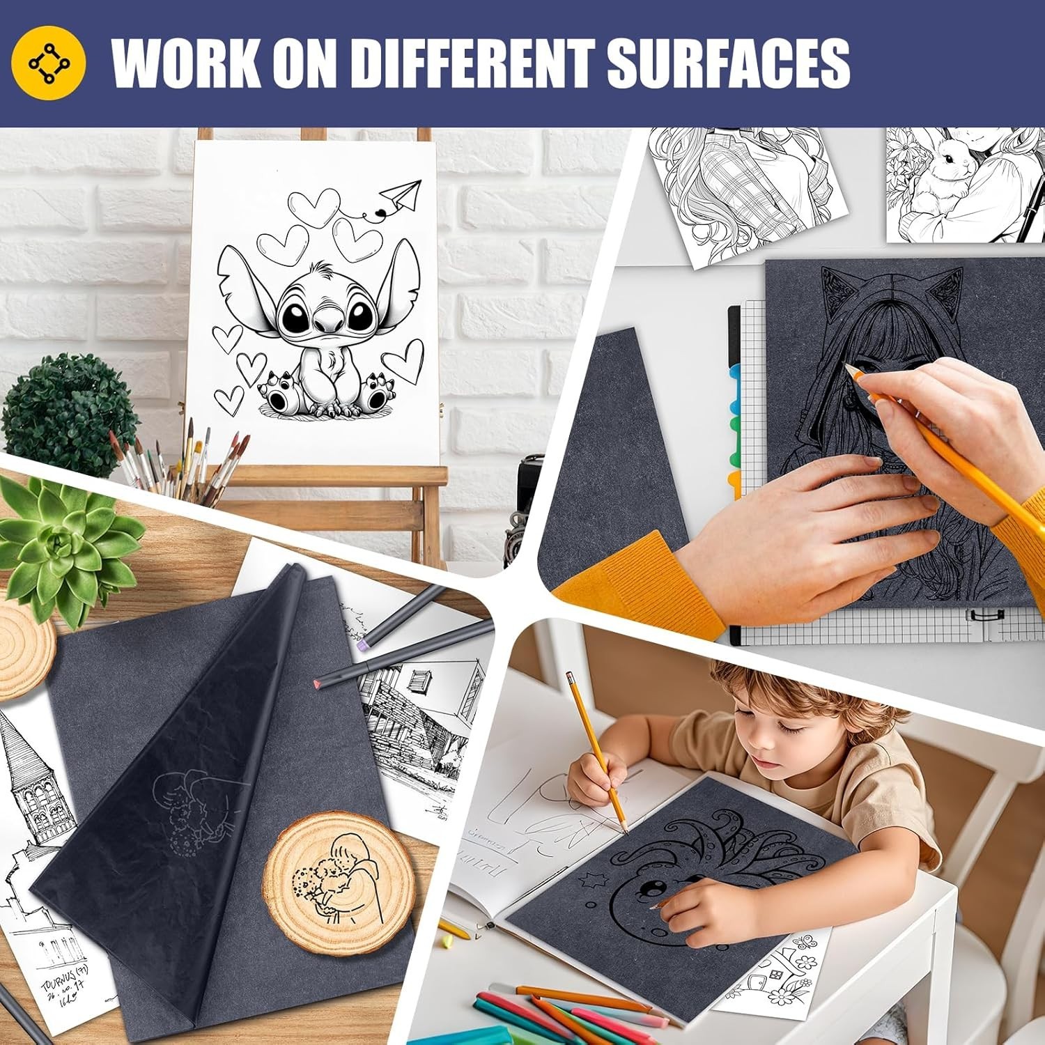 Carbon Paper for Tracing Transfer-Paper Pad, 30 Pcs Black Graphite Copy Paper fo