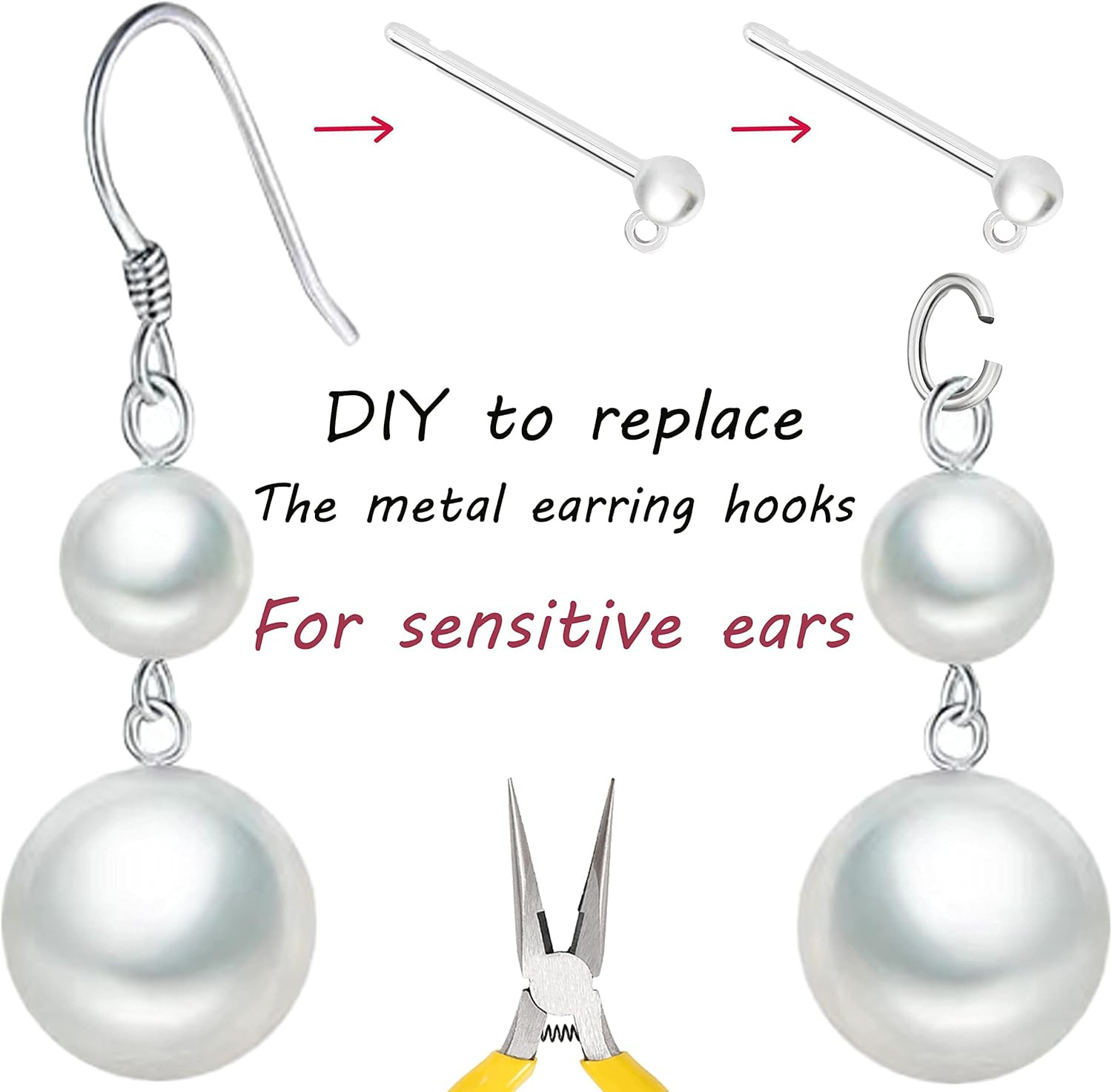 30pcs Safety Non-Allergenic Plastic Earring Posts Ear Wire Anti Allergy Posts Ea