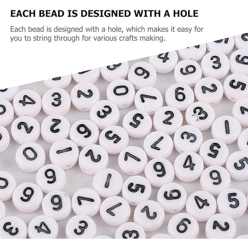 800PCS Alphabet Letter Beads Number Beads White Color Letters DIY Jewelry