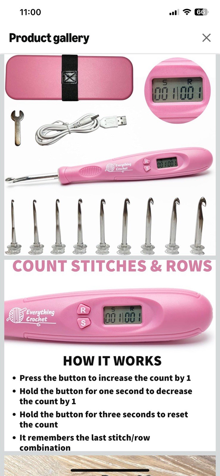 Everything Crochet Rechargeable Digital Counter – Crochet Hook Set – Never Used