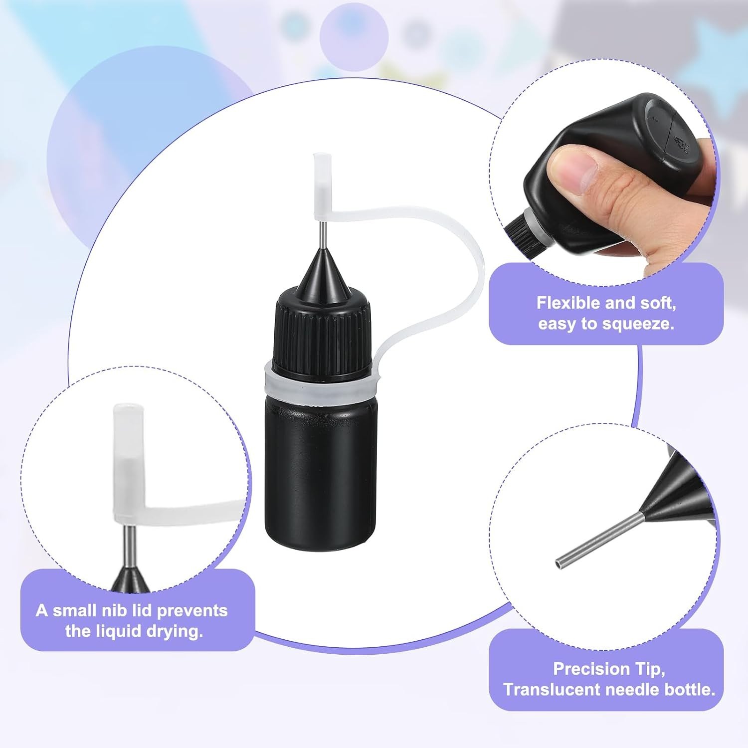 15Pcs Needle Tip Squeeze Bottle, 5ml/0.2oz Glue Tip Applicator Bottles