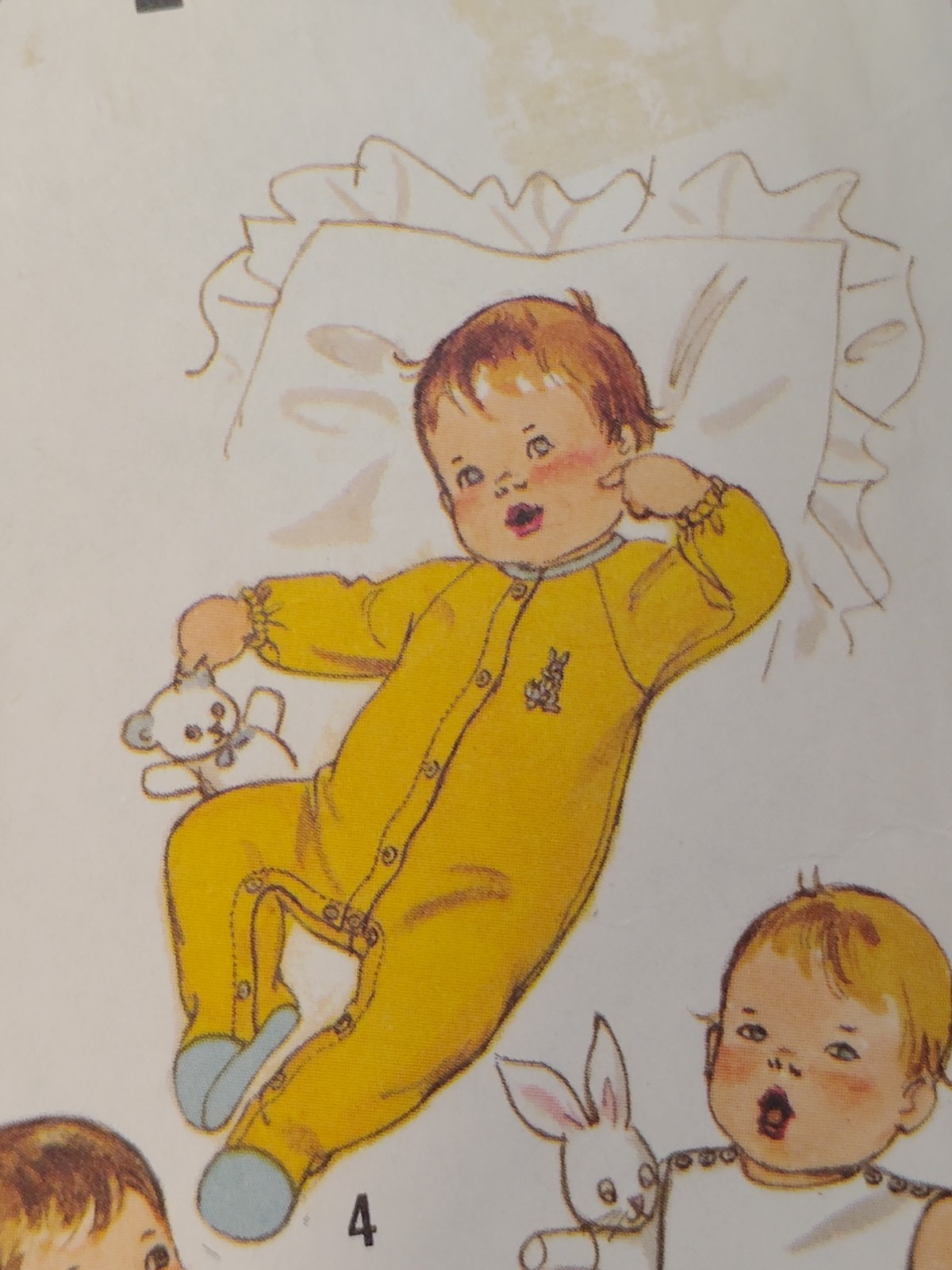 Simplicity 8494 Sewing Pattern Layette Infants NB 1M 2M 3M VTG Cut Sleeper Dress