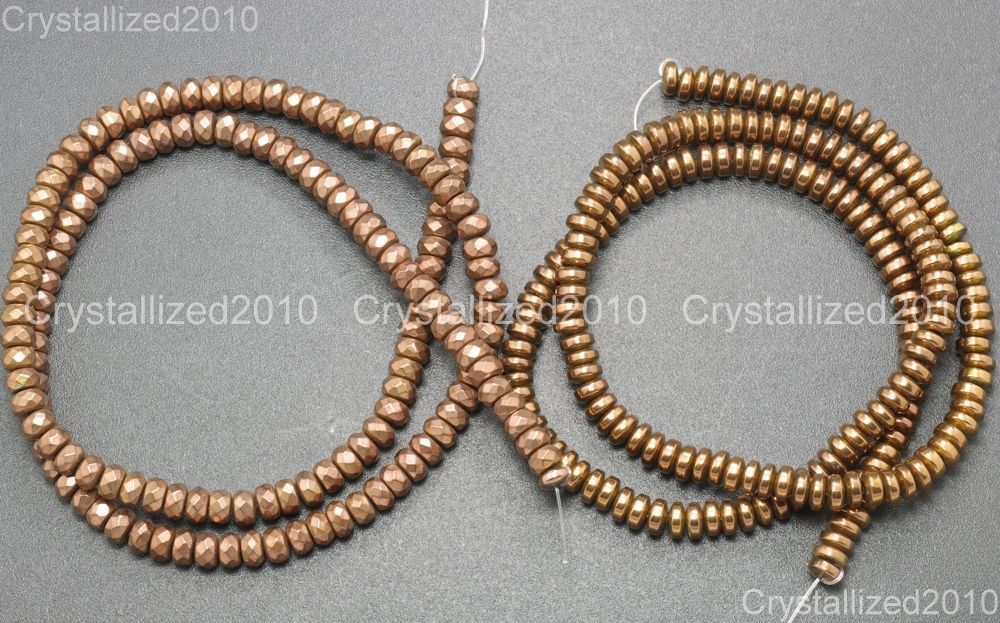 Hematite Gemstone Rondelle Spacer Beads 2mm 3mm 4mm 6mm 8mm Smooth Faceted 16″