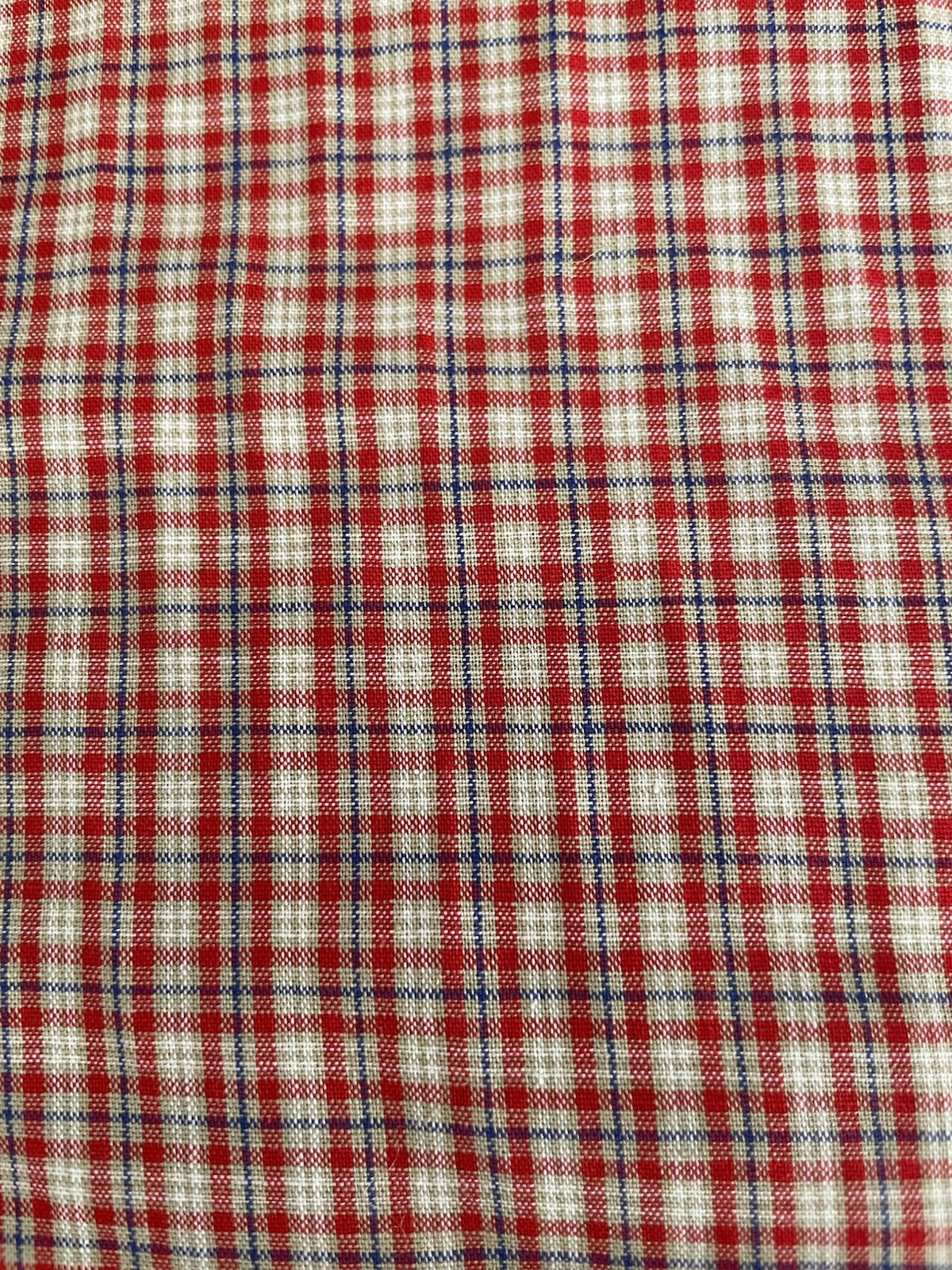 HOMESPUN New Old Stock Red White Blue Plaid Fabric Cotton BTY