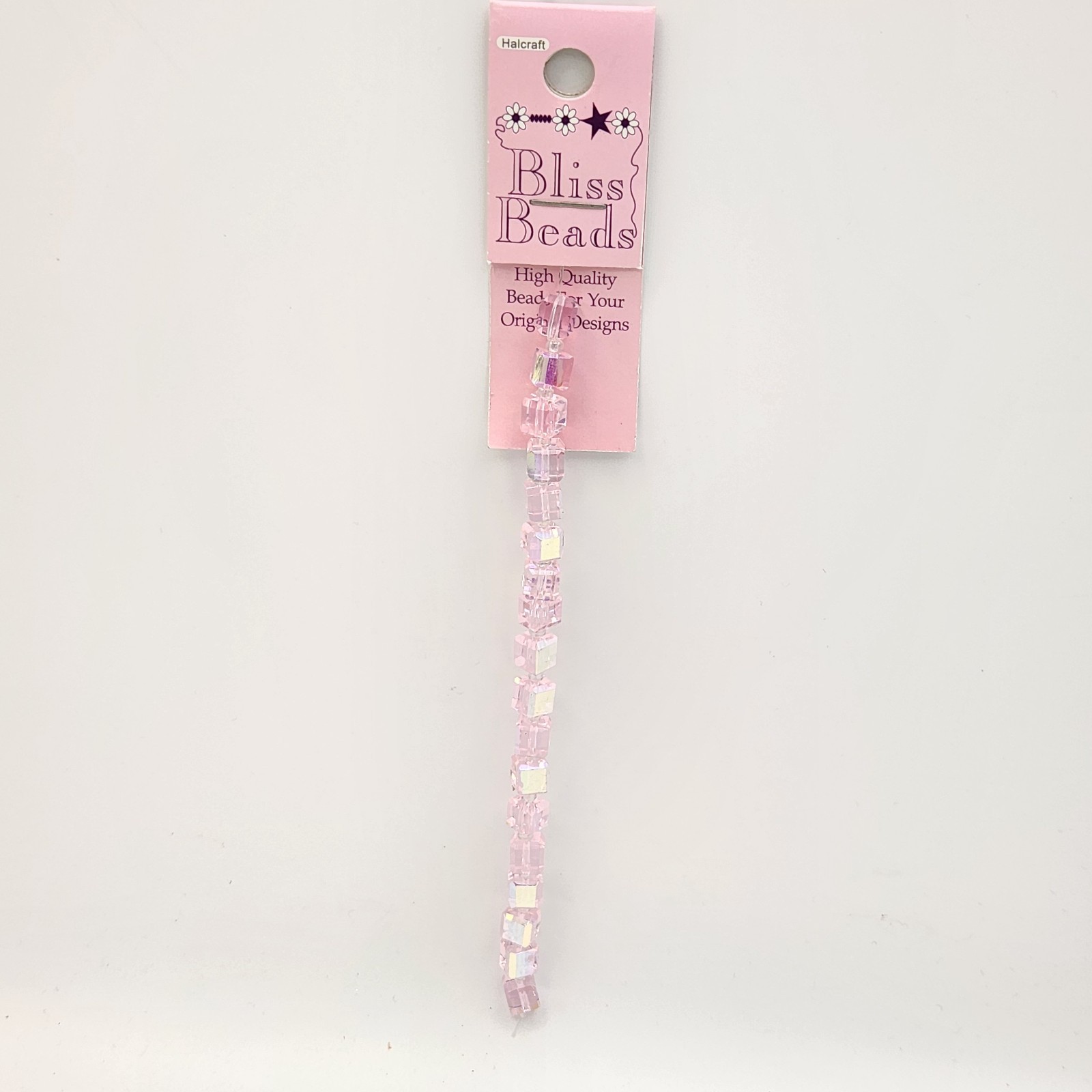 Bliss Beads Bead Strand Rose Pink AB Iridescent Square Faceted