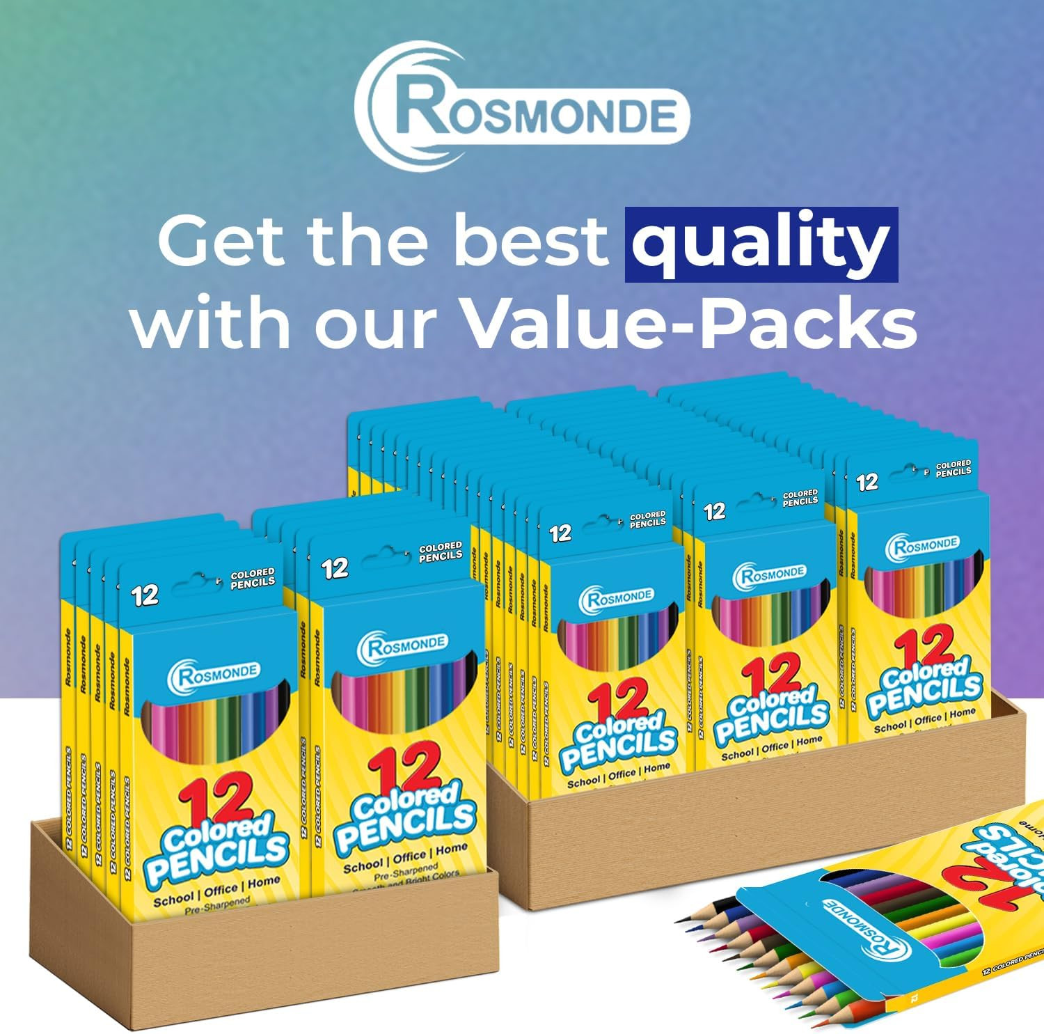 Colored Pencils Bulk 25 Pack | 300 Pencils, 12 Bright Colors | Assorted Pre Shar