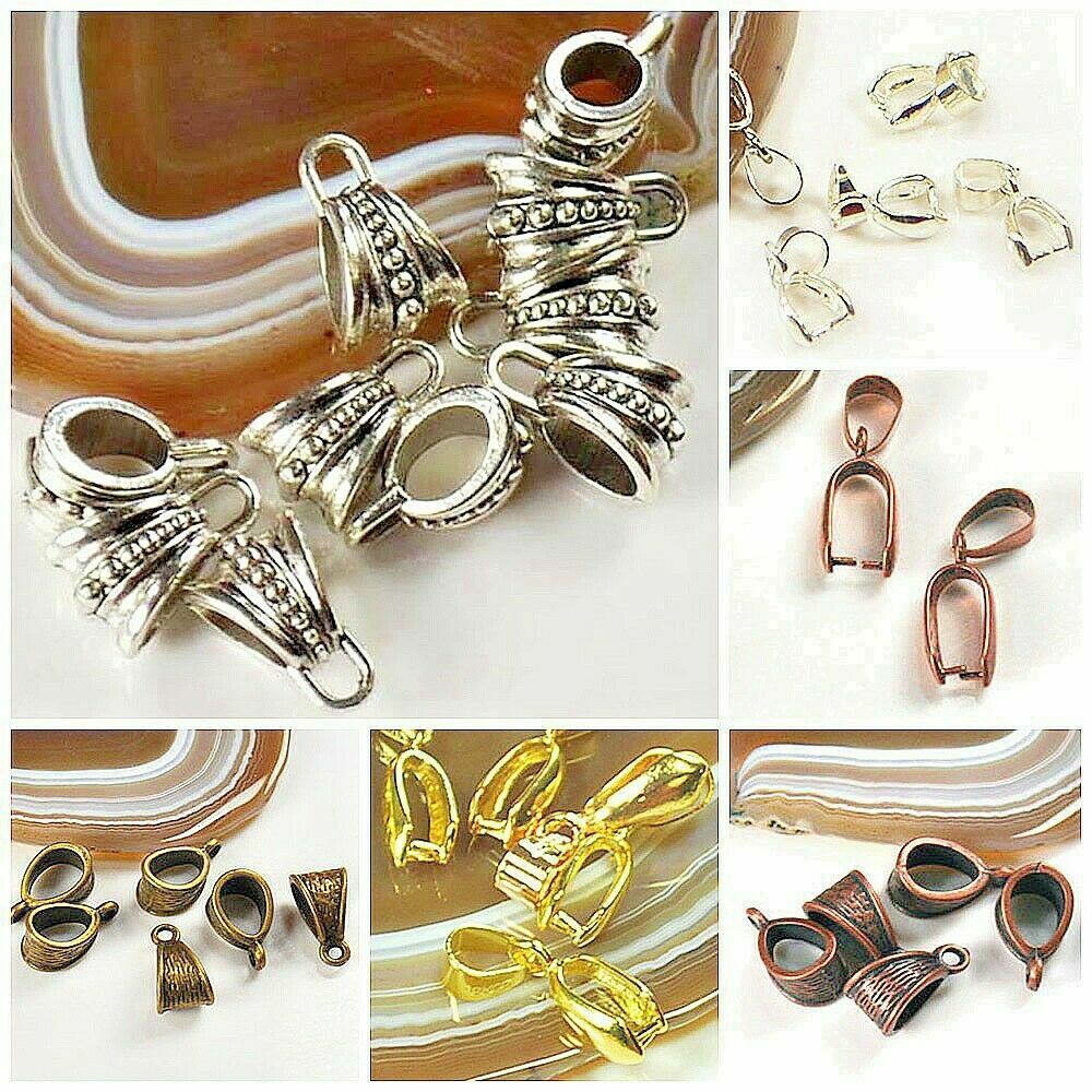 Pendant bail Necklace Pinch Bail pull Pendant Findings Silver Gold Brass Making