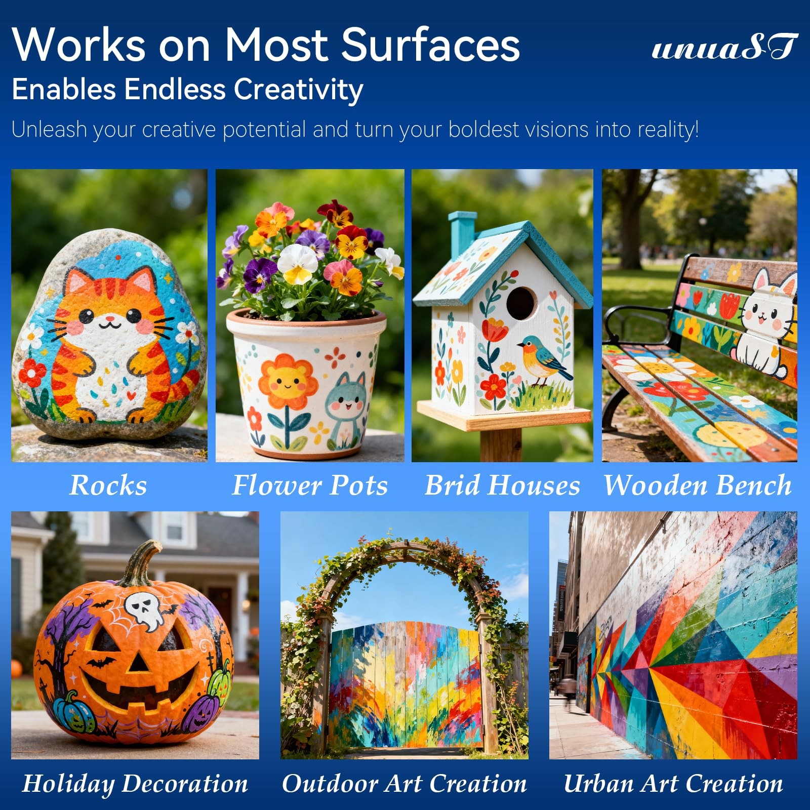 Outdoor Acrylic Paint Waterproof Set, 10 Colors Large Bulk Outdoor Paint with…