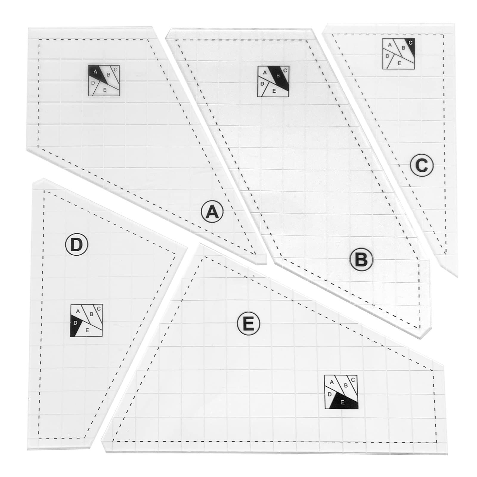 Quilting Rulers and Templates, 5Pcs Creative Cutting Template Quilt…