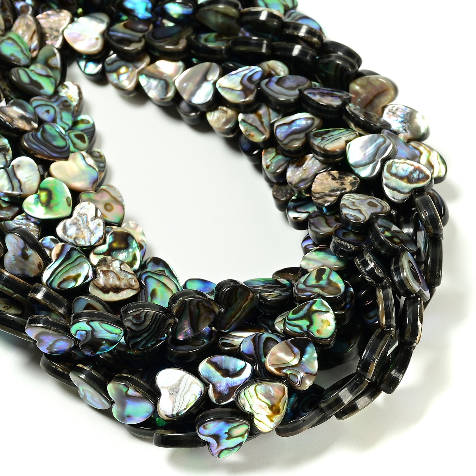 Natural Abalone Heart Shape Beads Size 10mm 15.5” Strand (10mm)