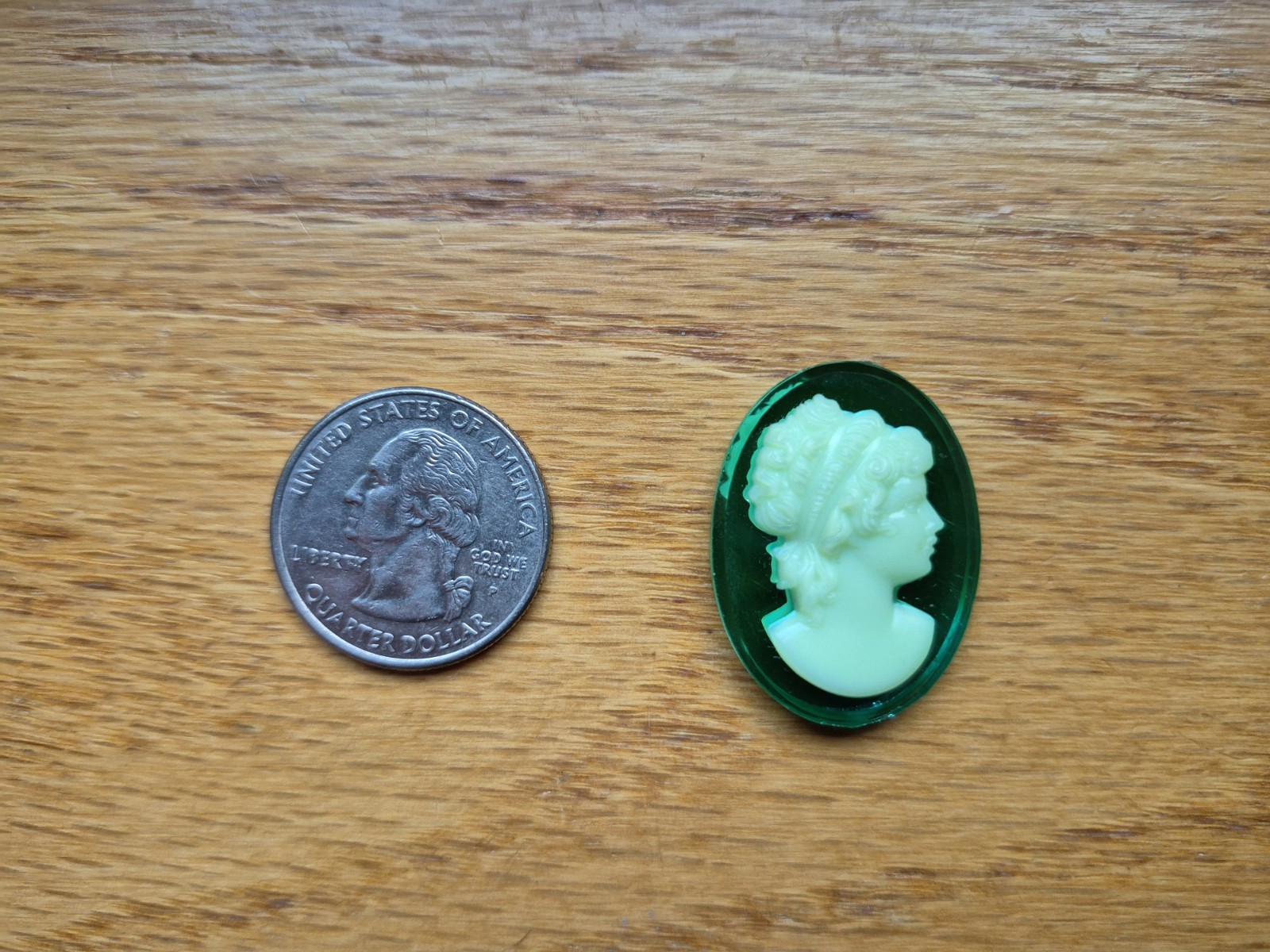 Uranium Glass Oval Cameo Cabochon New Old Stock Czech Uranium Glass