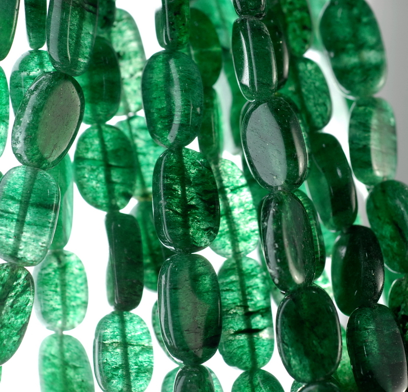 10X7-14X7MM GREEN MOSS AVENTURINE GEMSTONE PEBBLE NUGGET LOOSE BEADS 13-14inch