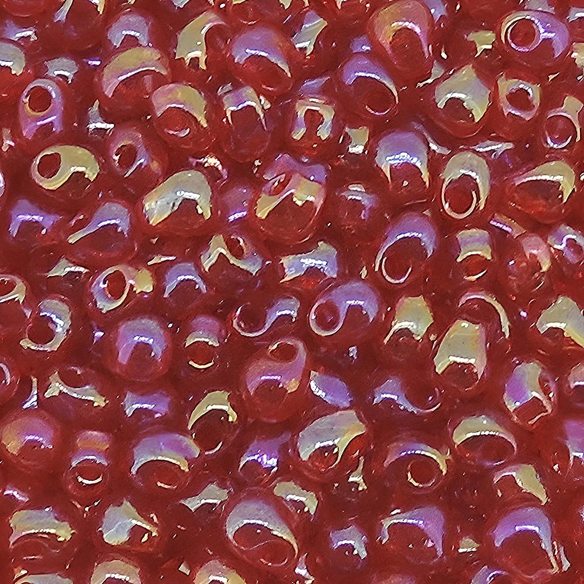 Miyuki Drop Beads 3.4mm Teardrop Shape 9GM Transparent Red AB