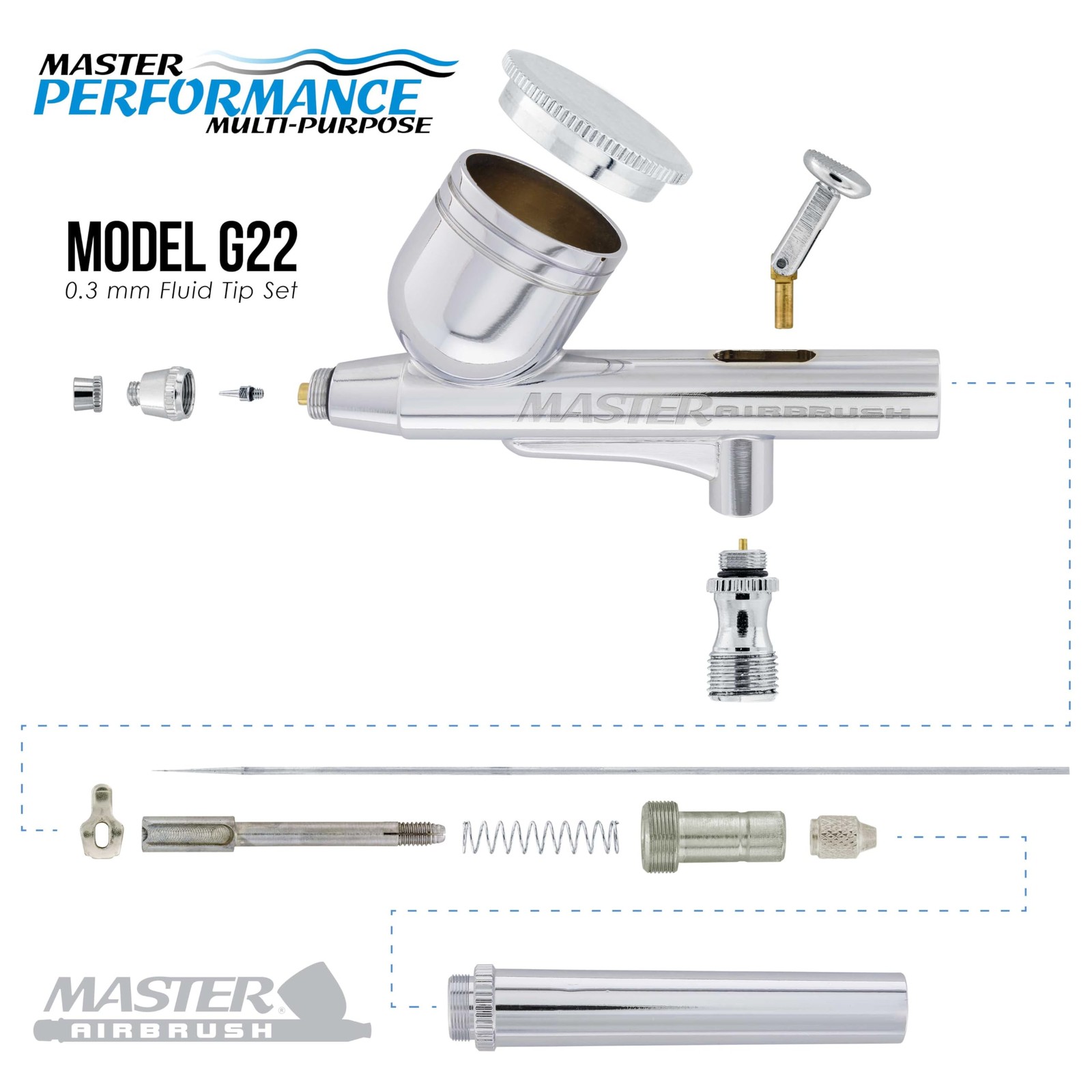 G22 MultiPurpose DualAction Gravity Airbrush Gun Set 0.3mm Tip 1/3 oz