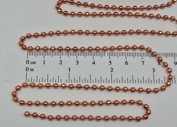 100% COPPER Ball Chain ~ Faceted Bead ~ 3.2mm ~ w/ or w/o Connectors Made in USA