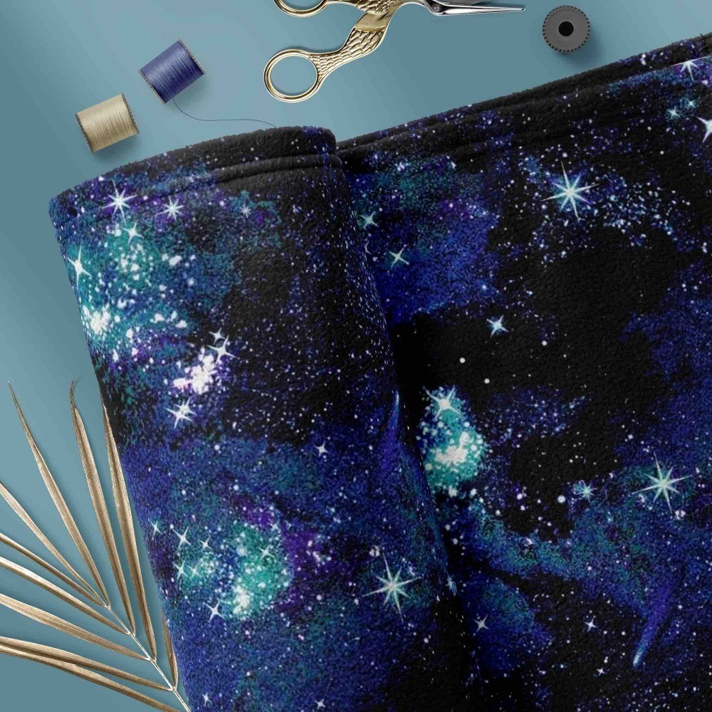 Luxury Anti-Pill Fleece Galaxy Fabric 54 Inch x 1.5 Yard Navy Blue Precut