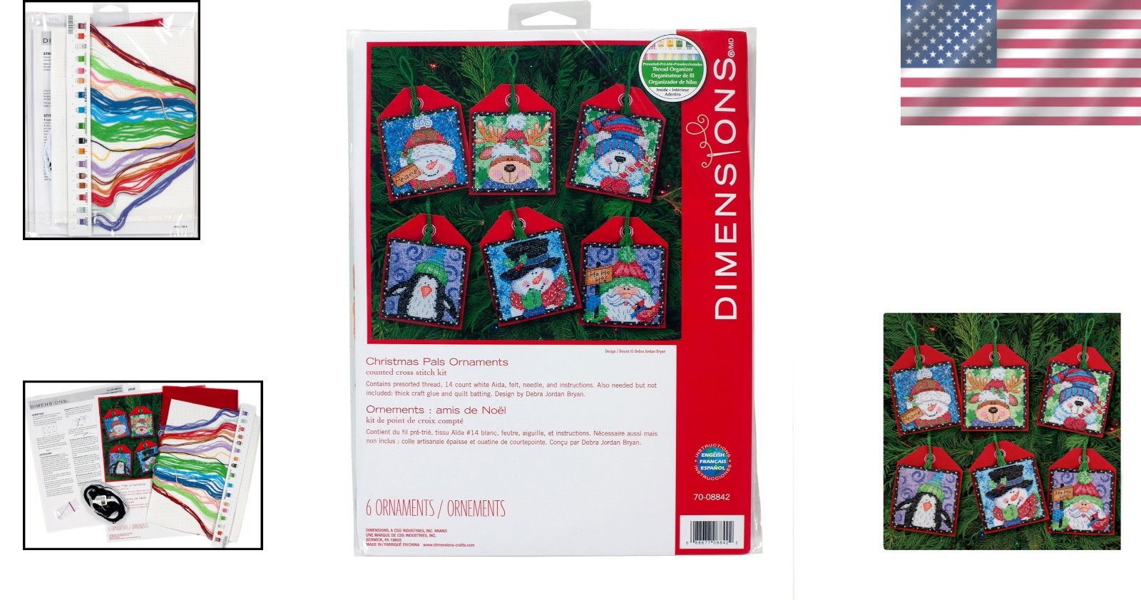 Fun & Easy Counted Cross Stitch Christmas Pals Kit – 6 Ornaments for Ages 13+