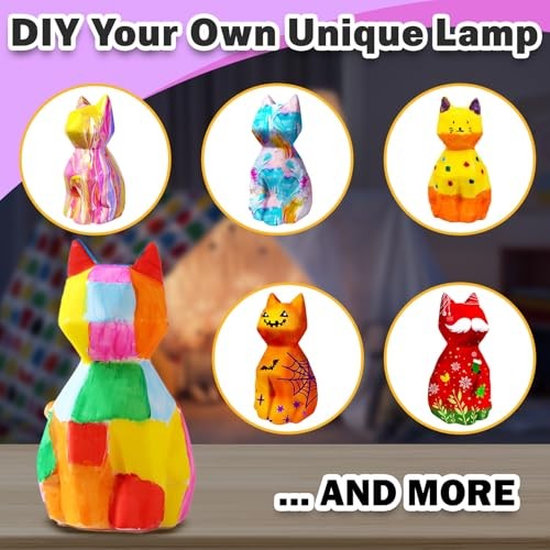 Paint Your Own Lamp Kit – Arts and Crafts Supplies, Toys for Ages 8-13, Cat