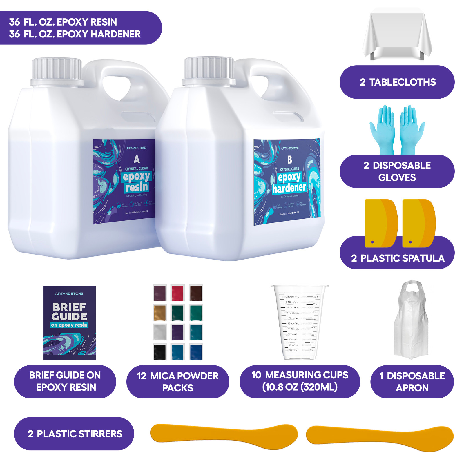 Crystal Clear Epoxy Resin Kit – 72 Oz (with Tools)