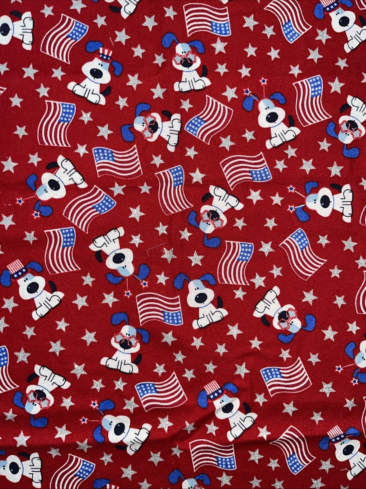 Lot of Vtg Modern Quilting Cotton Fabric aprx 7 yds & 2.5 lbs Patriotic July 4th