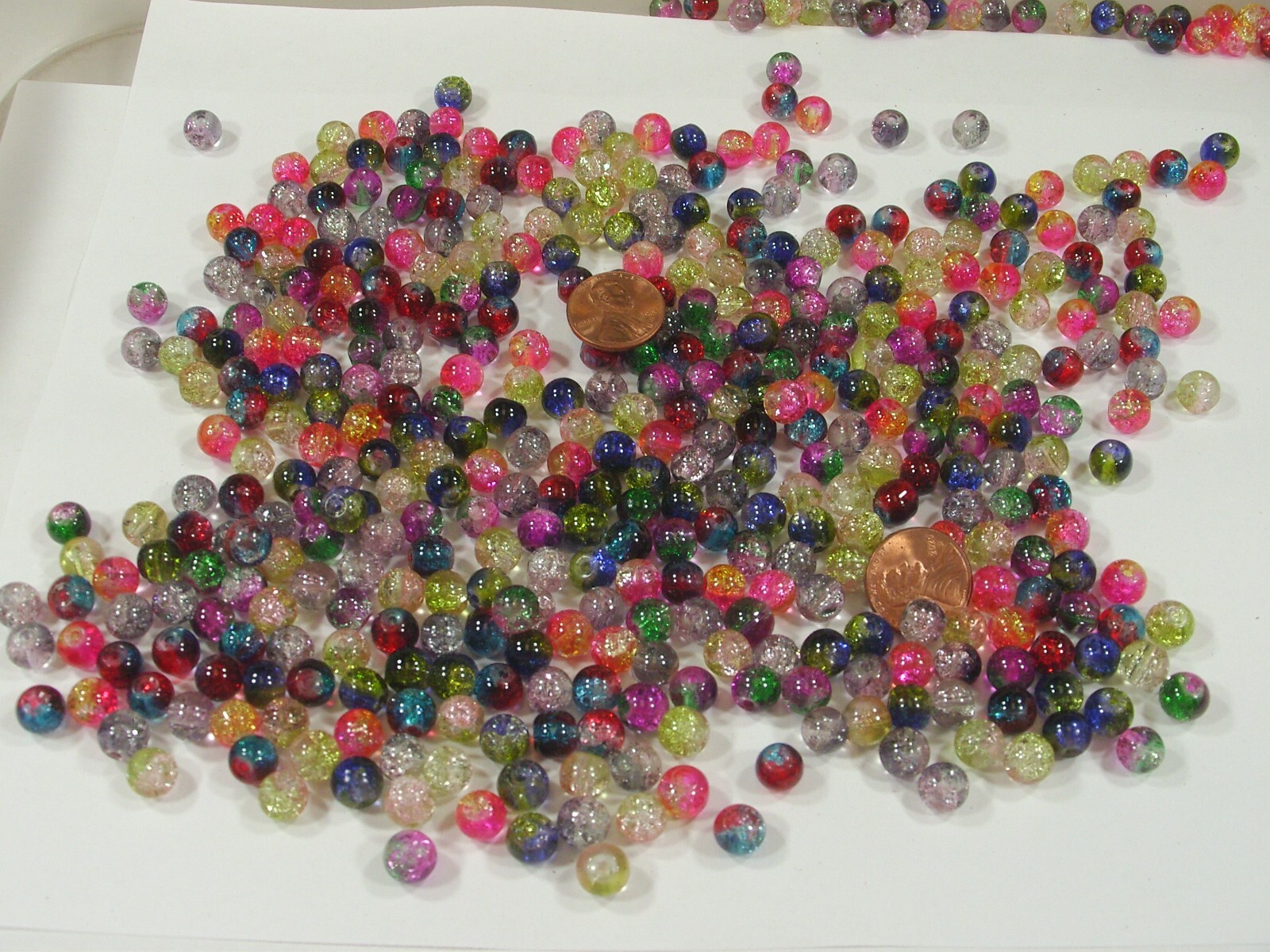 Two Pounds (7mm x 8mm) Round Assorted India Crackle Glass Beads Bulk (TKK-9) ⭐