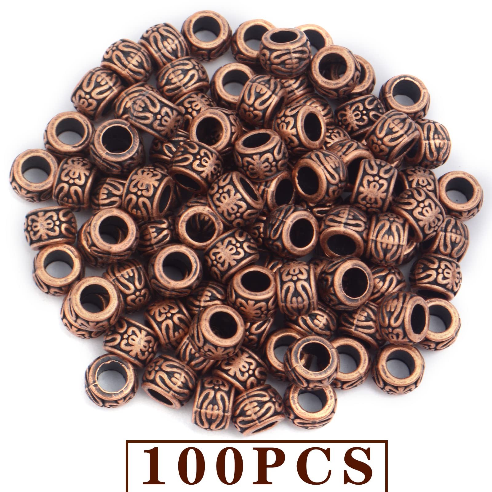 100pcs Large Hole Spacer Beads Tibetan Alloy European Rondelle Spacers Vintag…