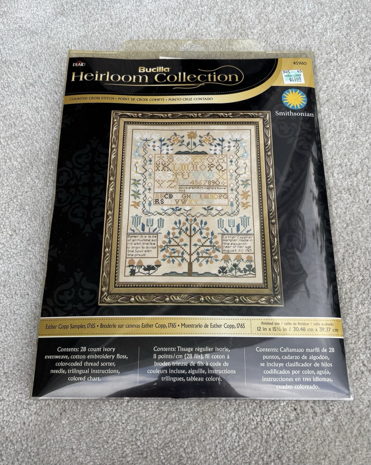 Bucilla Heirloom Collection Cross Stitch Kit w Thread Smithsonian Alphabet