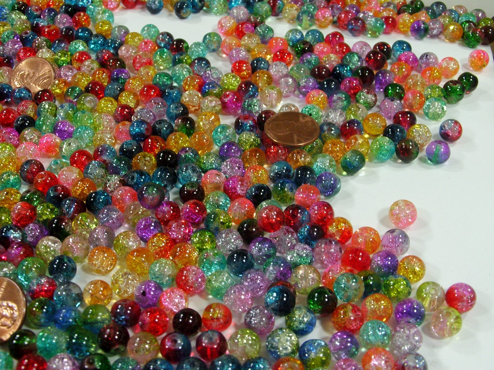 2 Pounds (1,250 PCS) 8mm Round Assorted Color Crackle Glass Beads Bulk (HA-54)⭐