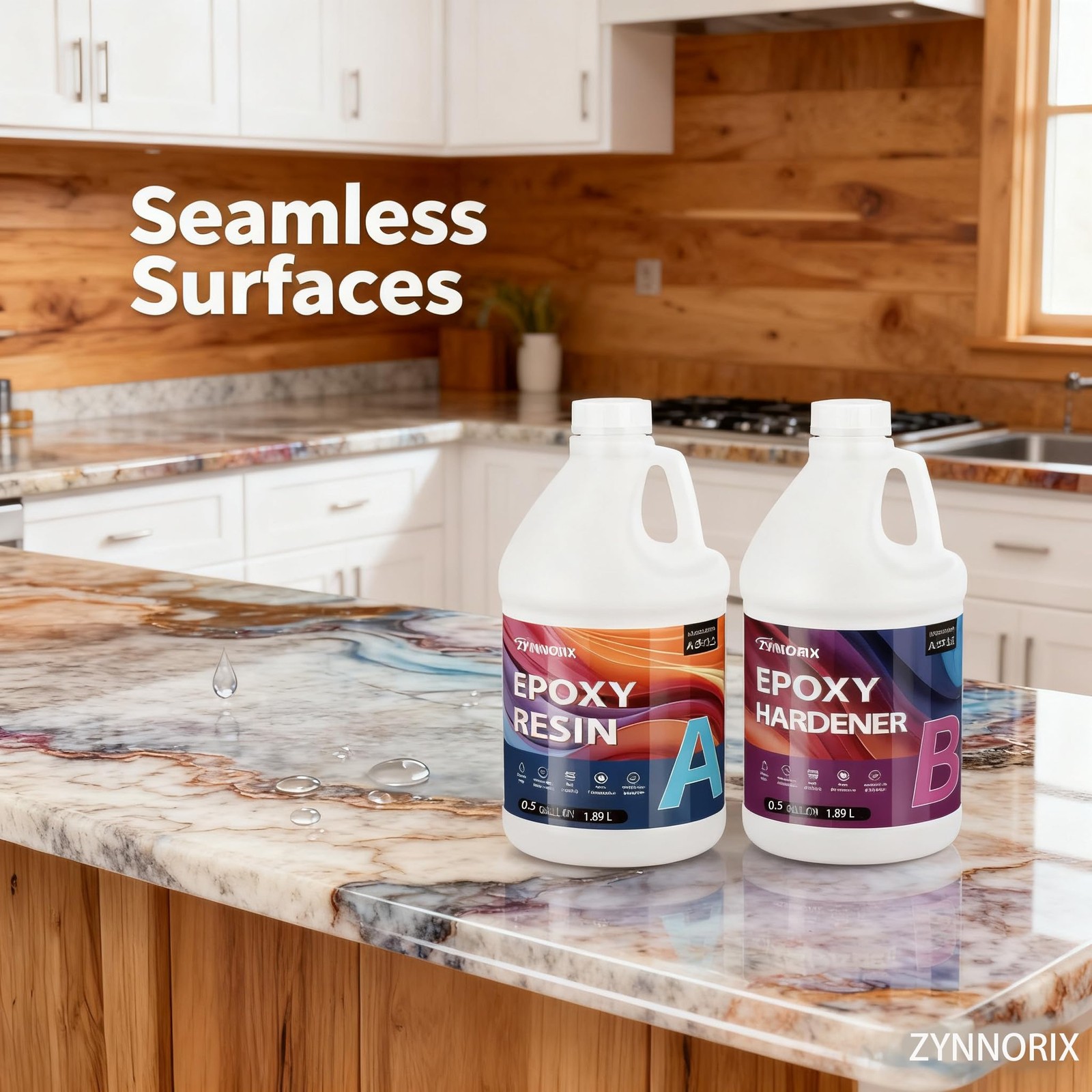 ZYNNORIX Resin Epoxy 1 Gallon,3×UV Resistant,Self 1 Gallon, 1 Gallon