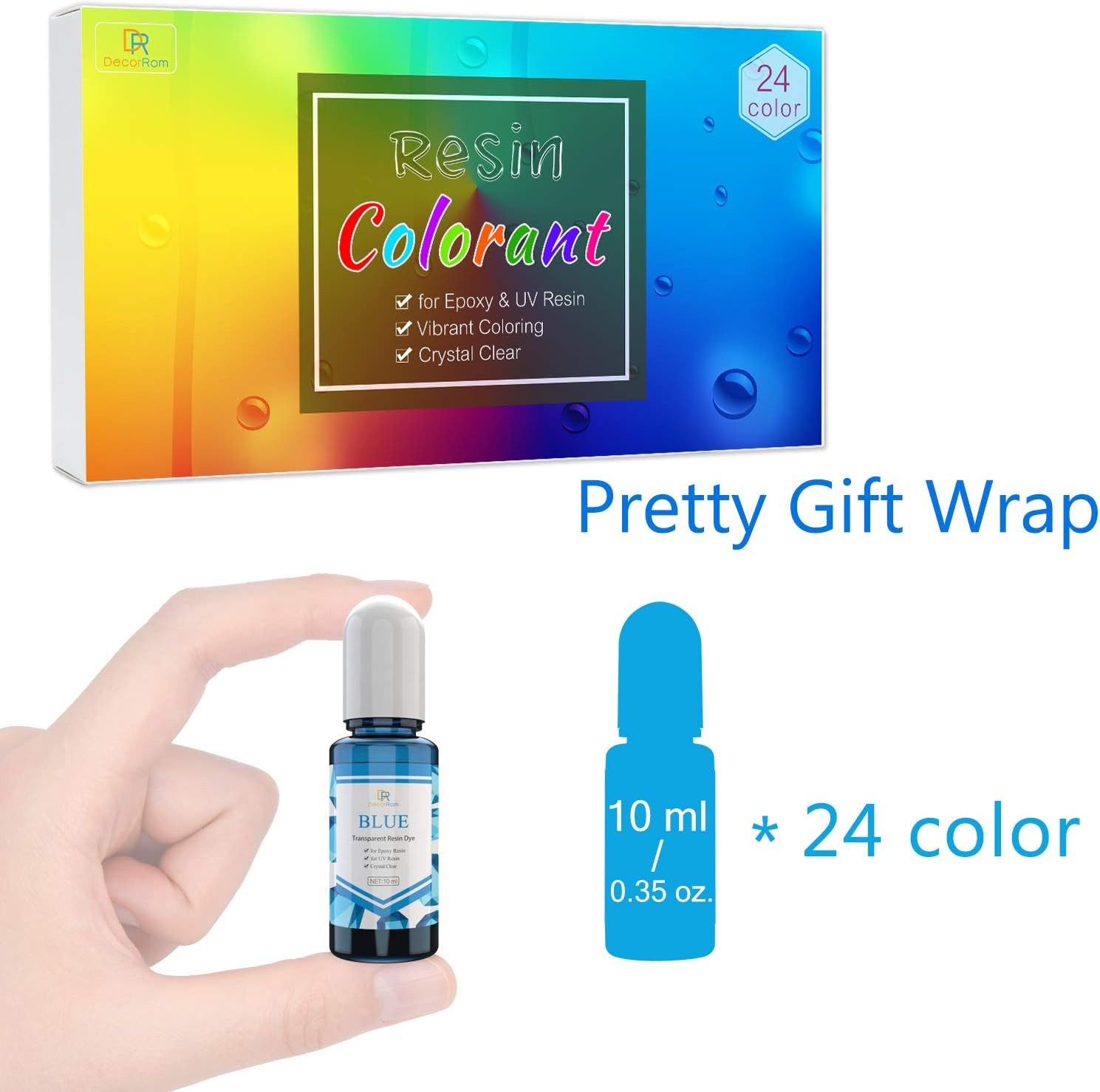24 Color Epoxy Pigment – Crystal 0.35 Fl Oz (Pack of 24), Transparent