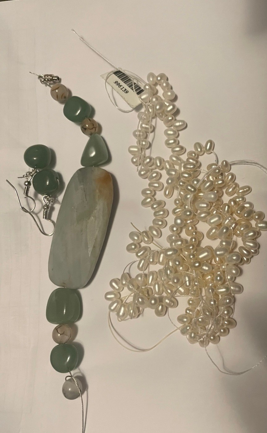 Luminous Freshwater Seed Pearls Teardrop 15” And Amazonite Beads Findings