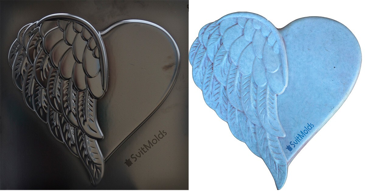 Concrete Mold DIY Heart Wing Decorative Stone for Garden Mold ABS Plastic D78