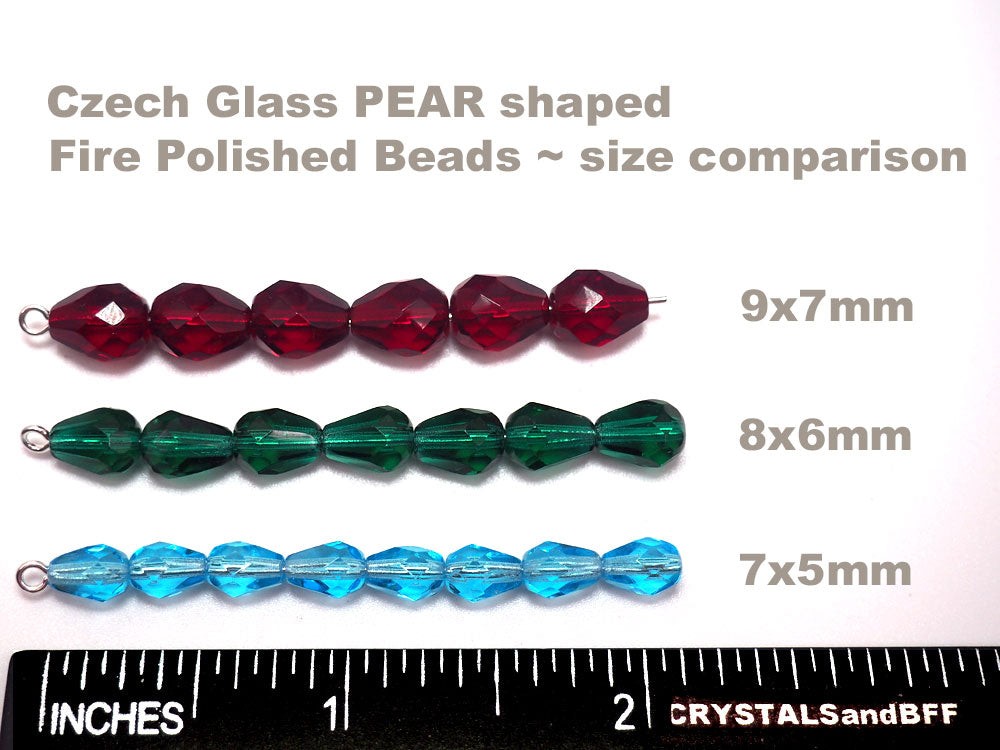 Czech Glass Pear Fire Polished Beads 7x5mm Dark Red Terracotta Tear Drops, 75pcs