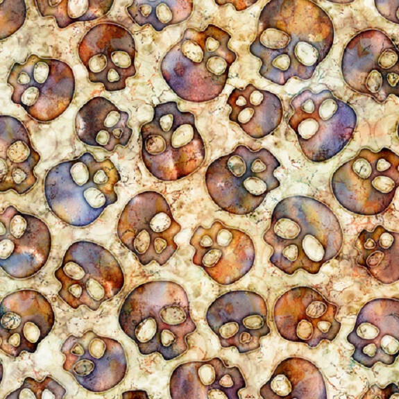 Wicked Halloween cotton Quilt fabric QT 28829-O Tossed Moons on Orange