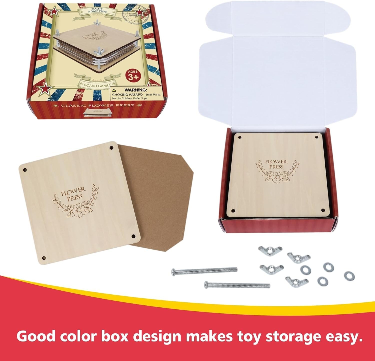 6 Layer Flower Press Kit 6 x 6 Inch Wooden Press for Dried Flowers and Leaf Craf