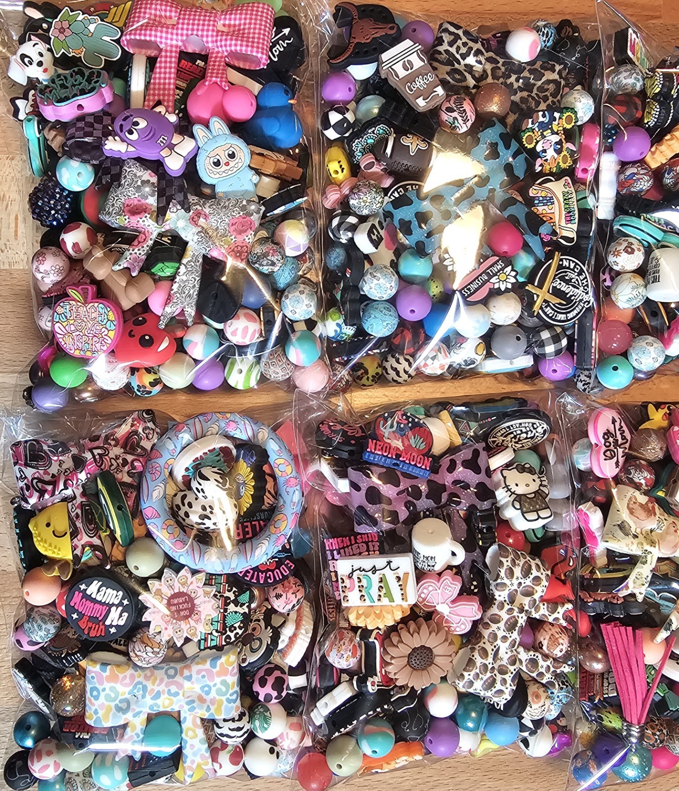 Bulk Acrylic Silicone Bead Mix Loose Multicolor Assorted Shapes DIY Mystery Bags