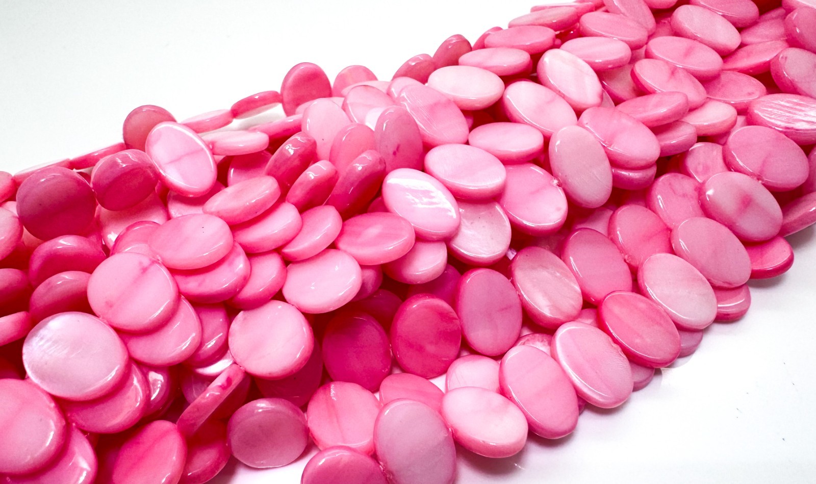 Rose Pink Mother of Pearl Oval Beads Genuine 12x9mm MOP Shell PG323