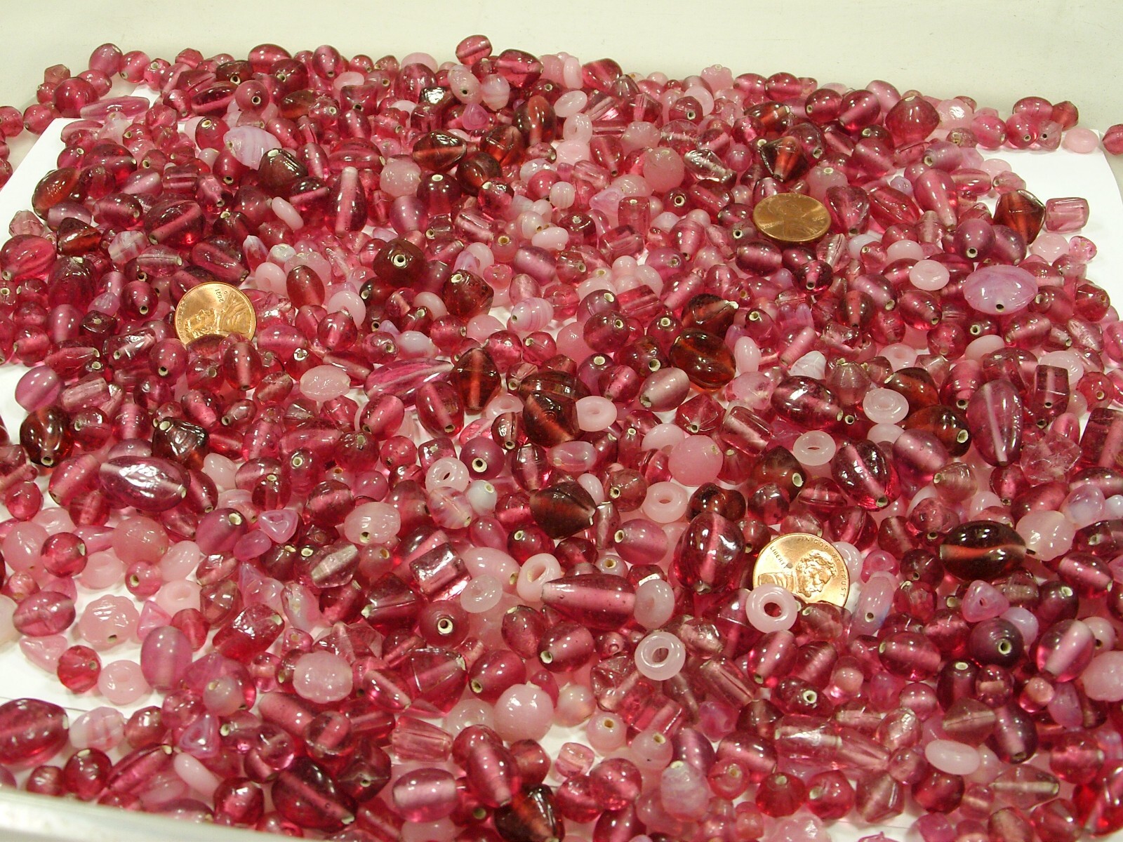 2 Pounds Assorted Shapes and Sizes India Handmade Pink Glass Beads Bulk (GV-3B)