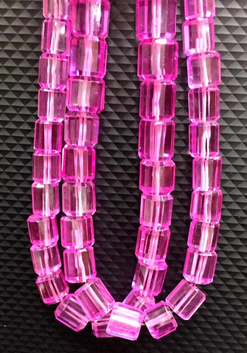 Extremely Rare Pink Sapphire Faceted Nuggets Beads Long Tube Gemstone Beads.