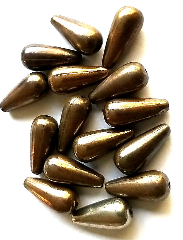 Teardrop Beads Metallic Bronze Tone 50 Pc. Lot Acrylic