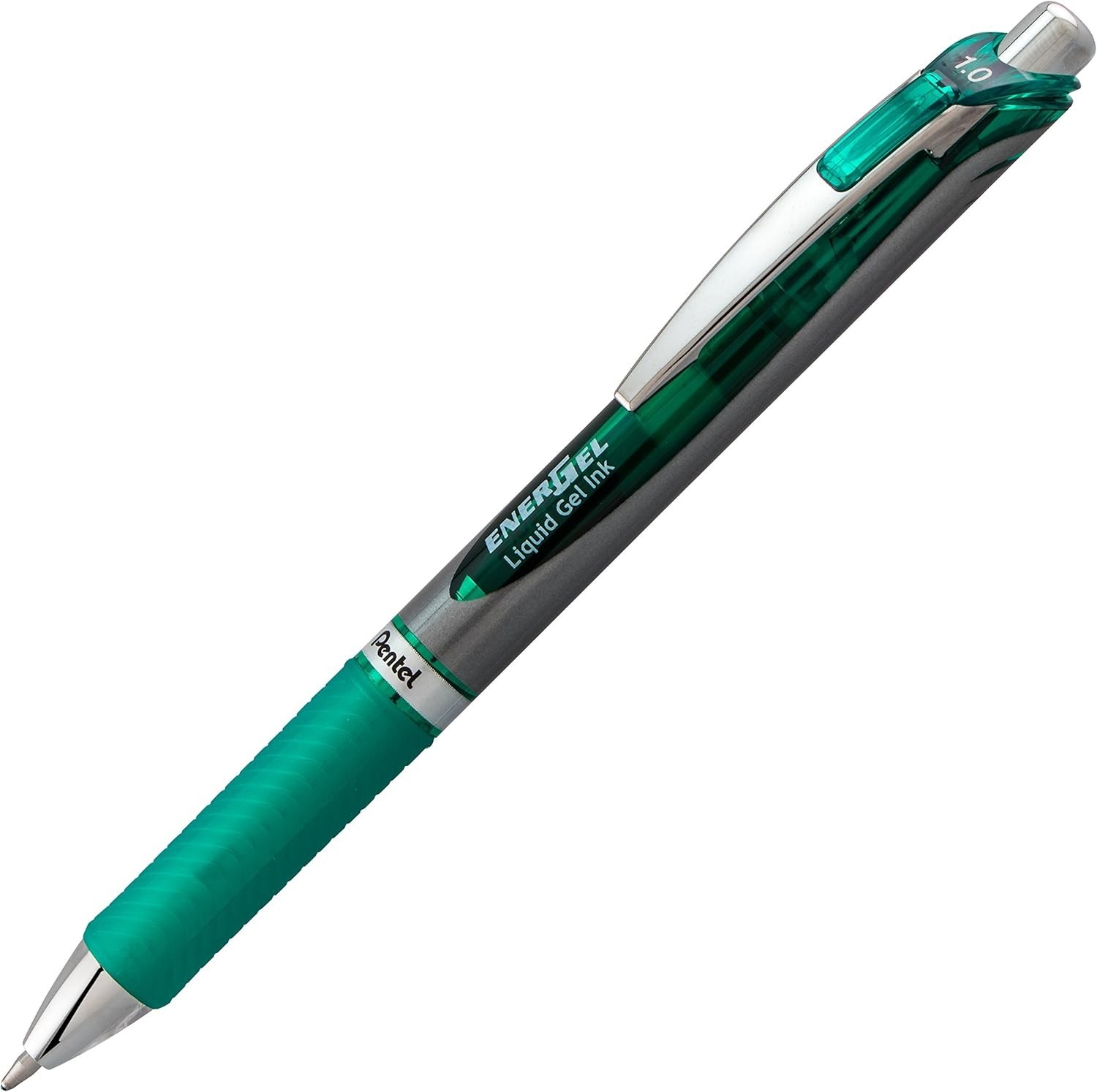Stylish EnerGel RTX Retractable Pens 1.0mm Green Ink with Rubber Grip, 2 Pack