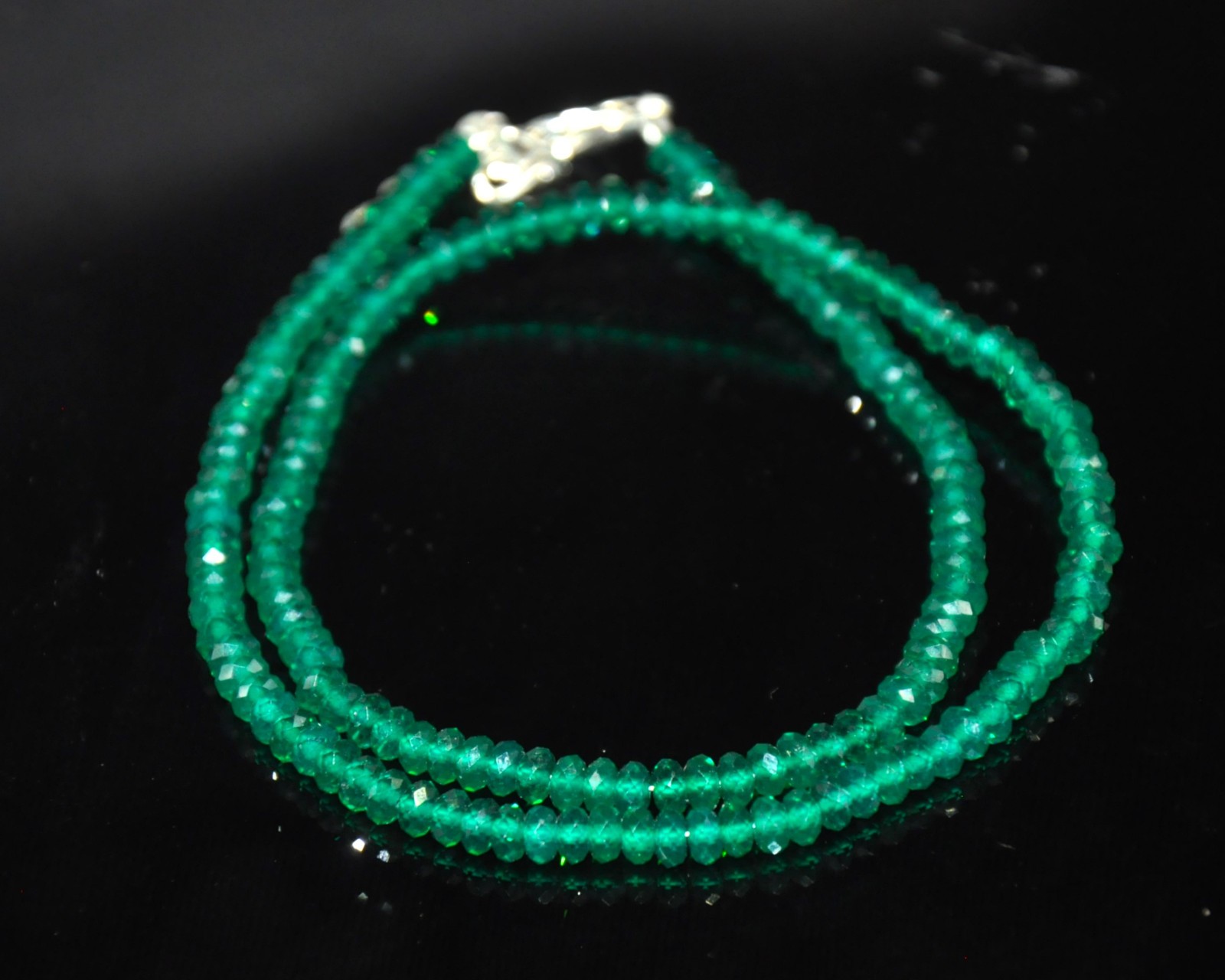 925 Silver AAA+ Emerald Faceted Rondelle Beads Emerald Gemstone Beads, 4mm Beads