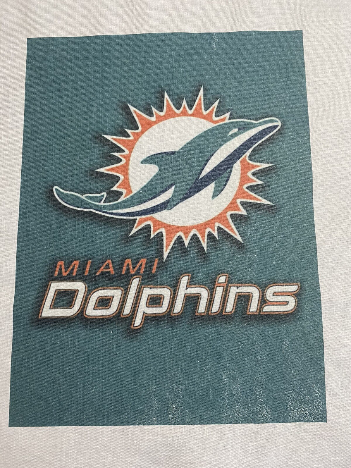 1 Miami Dolphins FOOTBALL LOGO 18X18 SEWING BLOCK QUILT SQUARE NFL FABRIC Logo#2