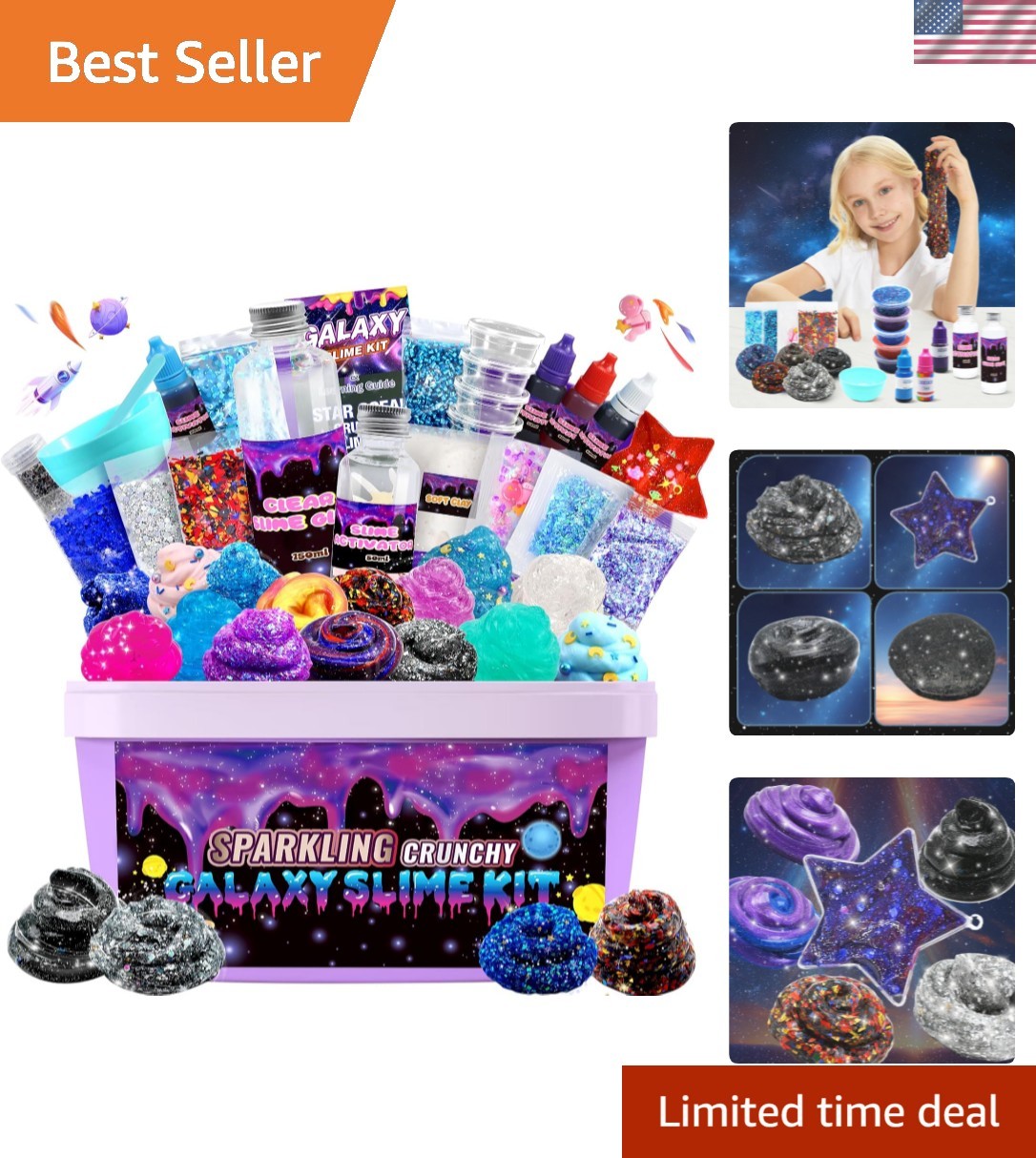Creative Galaxy Slime Set for Kids 6-12, Color-Changing & Glitter Fun, 18 Pieces