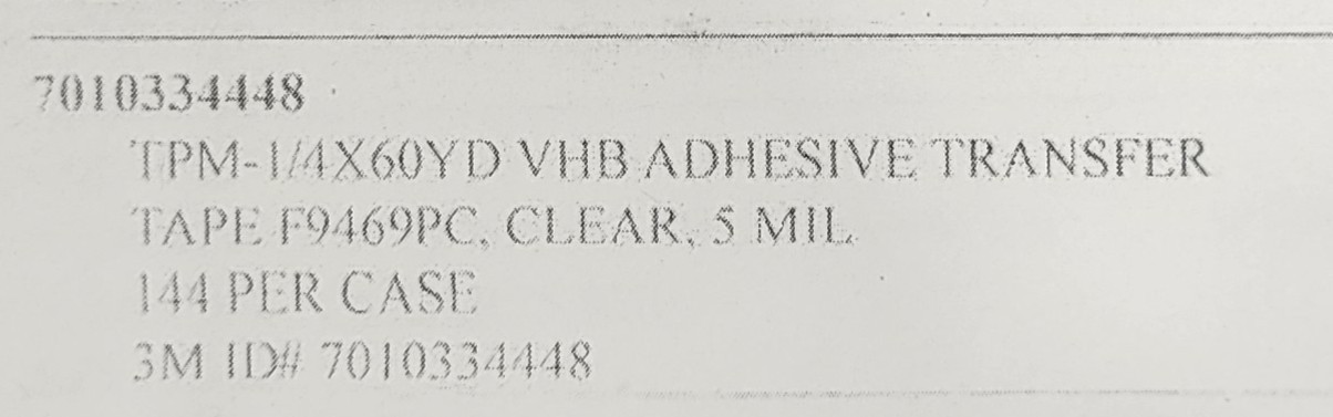 3M VHB F9469PC 1/4 in x 60 yds Adhesive Transfer Tape 5 mil Clear