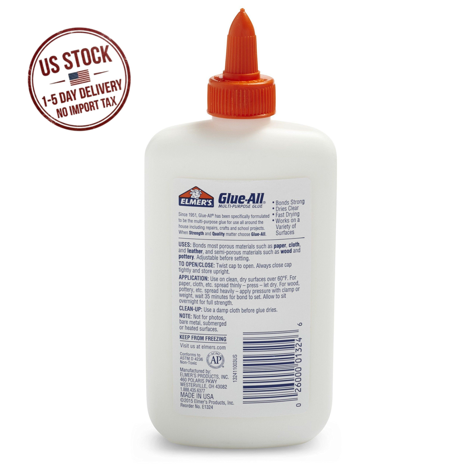 ELMERS E1324 Elmer’s Glue-All Multi-Purpose Liquid Glue, 7.625 oz, White